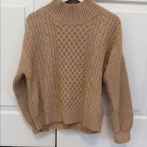 Lyla + Luxe Cozy Tan Cable Knit Sweater